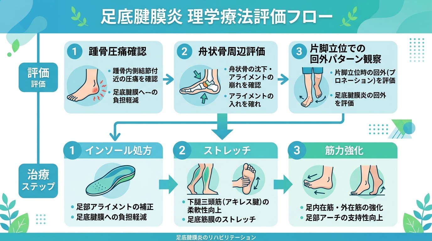 足底腱膜炎の理学療法評価フローと治療アプローチ