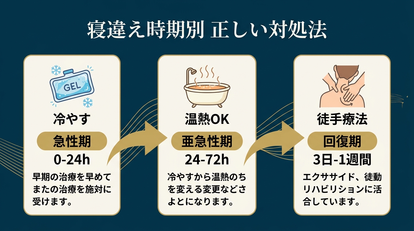 寝違えの時期別・正しい対処法タイムライン