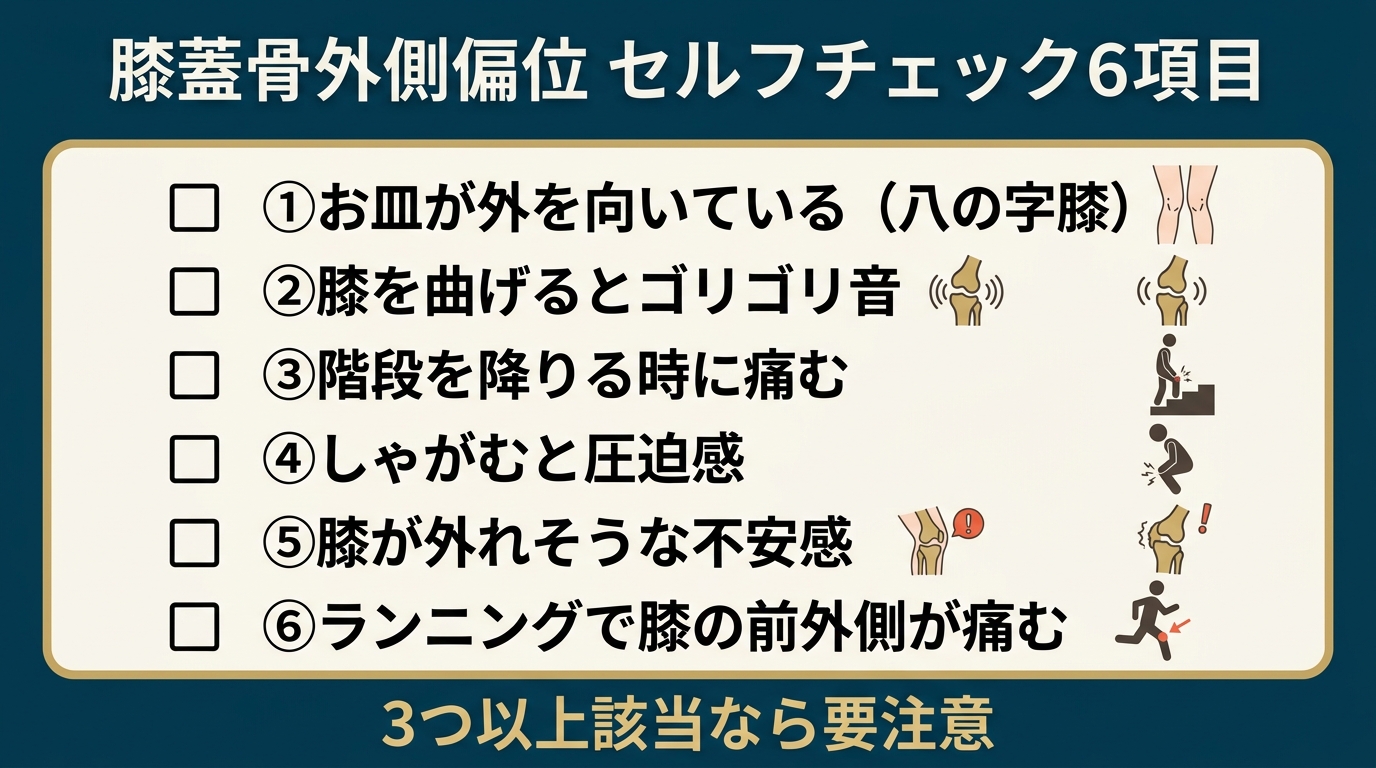 膝蓋骨外側偏位 セルフチェック6項目