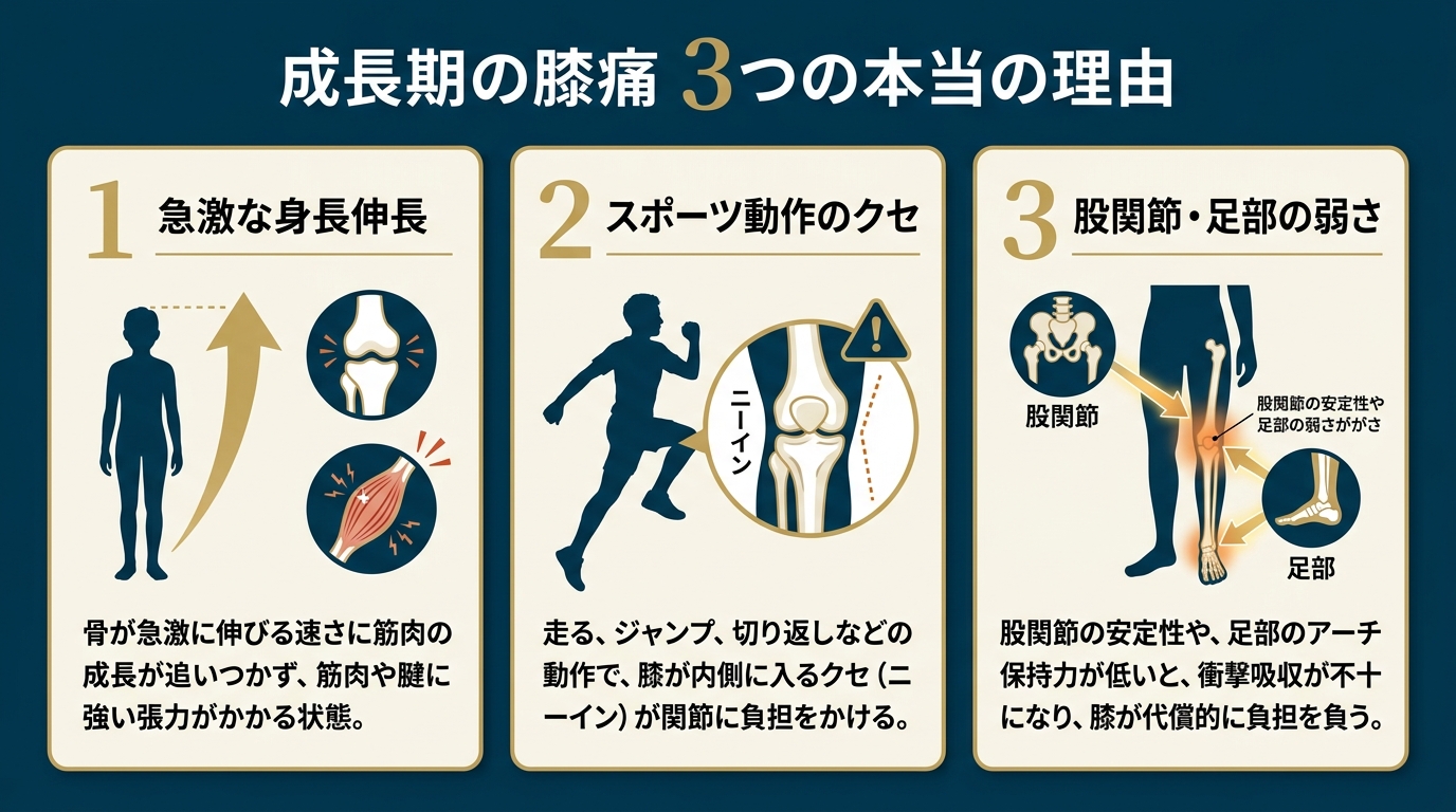 成長期の膝痛 病院で異常なしでも痛む3つの理由