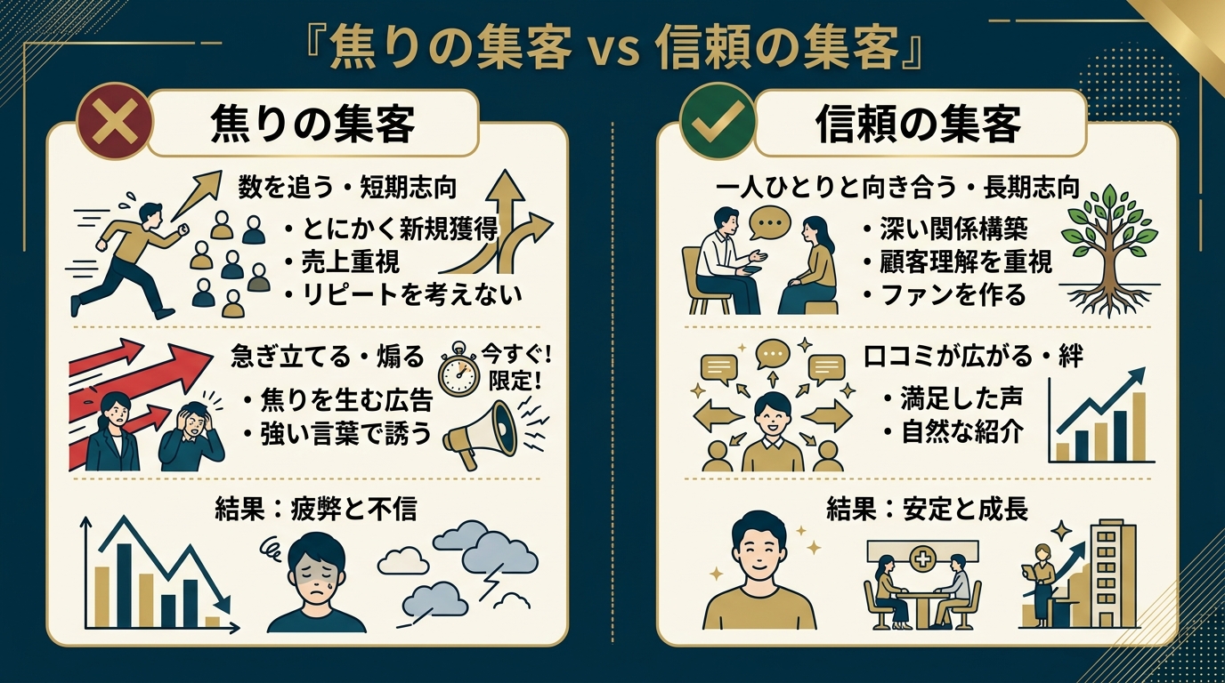 焦りの集客と信頼の集客の違い